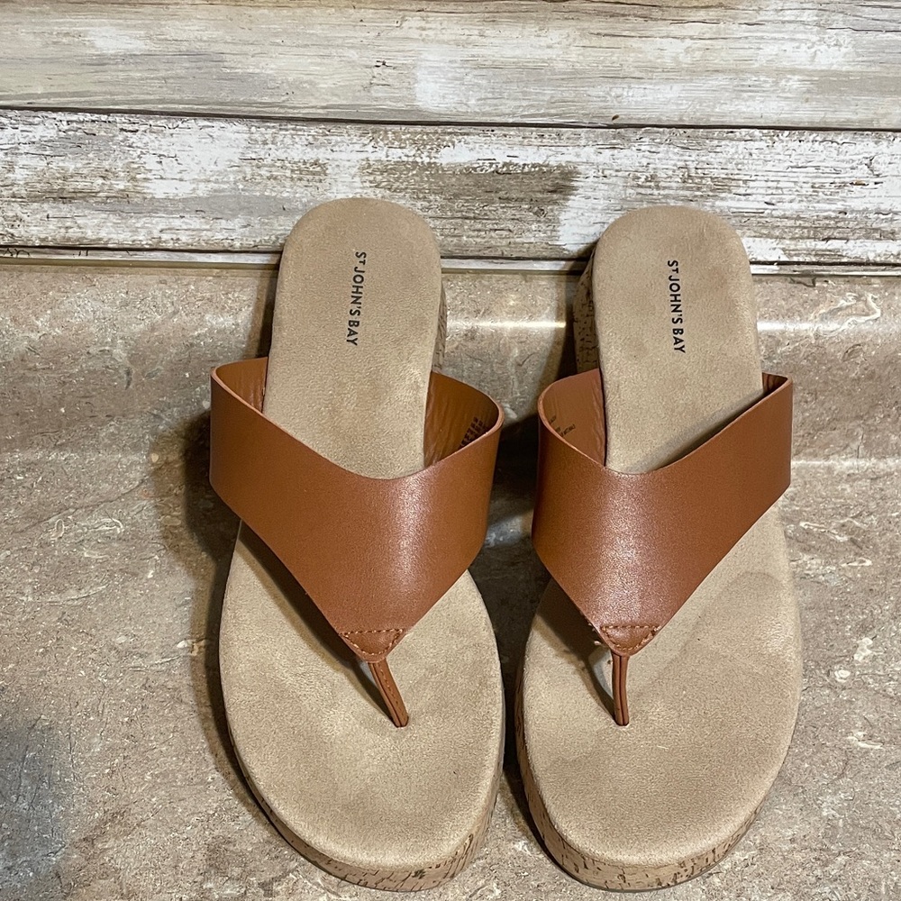 St. John's Bay  Size 10 Women's Brown and Tan Sandals